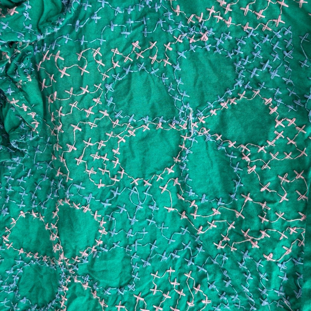MAEVE by ANTHROPOLOGIE Green Ruffled Button Down Bohemian Ladies Blouse, S - Picture 6 of 6